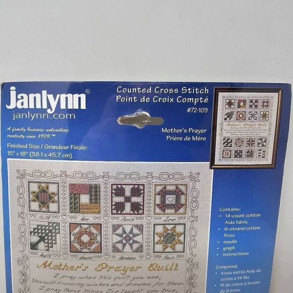 JANLYNN COUNTED CROSS STITCH KIT MOTHERS PRAYER 2001 15" X 18" NEW - Picture 2 of 4